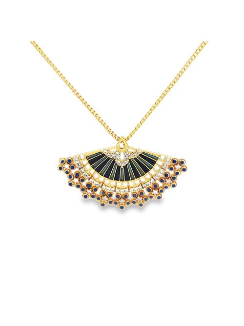 Diva gold crystal stones blue glazed necklace GOCCIAZZURRA JEWELS | CLDIVAOROBLU
